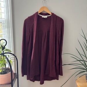Anthropologie Burgundy Open Cardigan